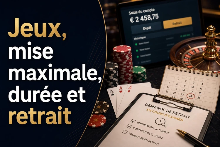 Jeux, mise maximale, durée et retrait